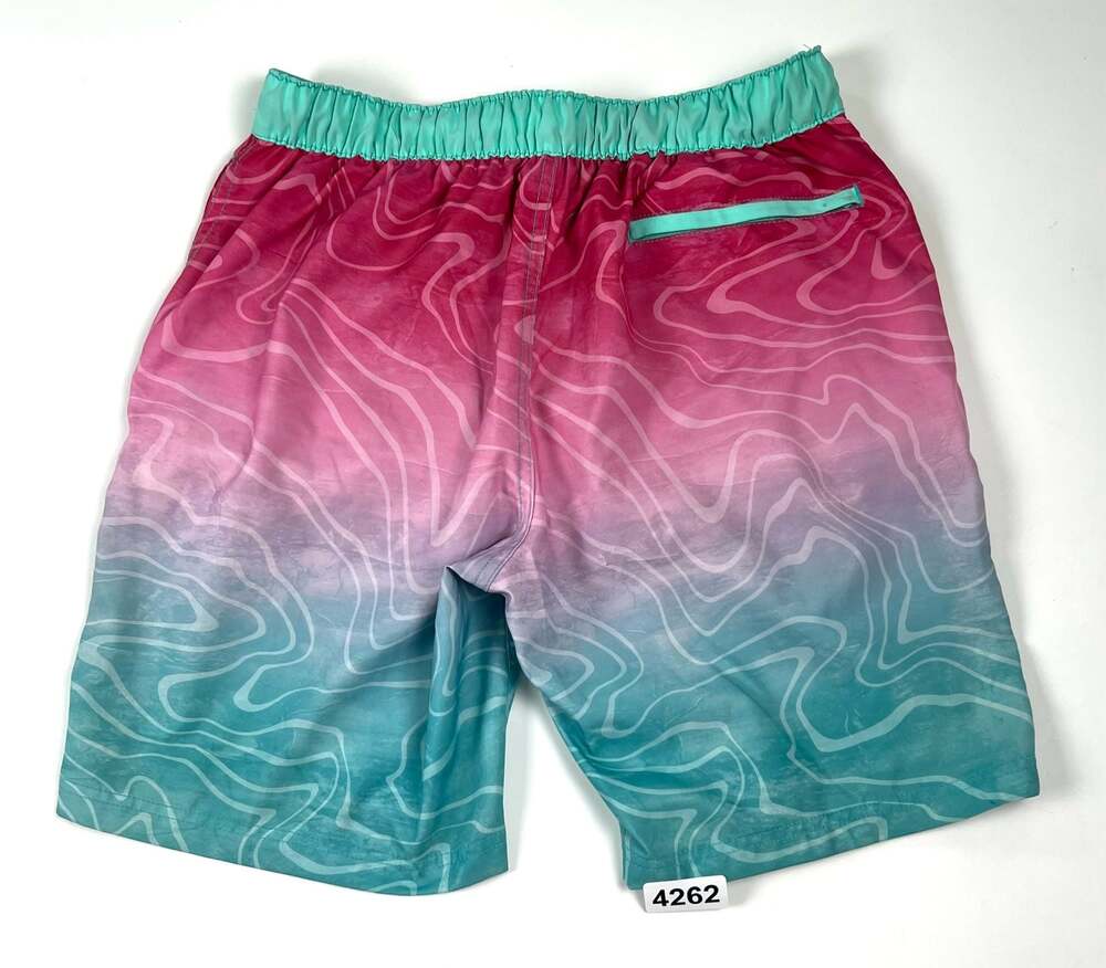 Speedo Men's Bondi Basin Print Boardshort Swim Trunks Pink Blue Medium